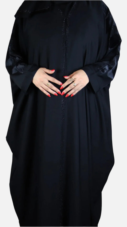 Abaya "Feuilles de Velours Noires